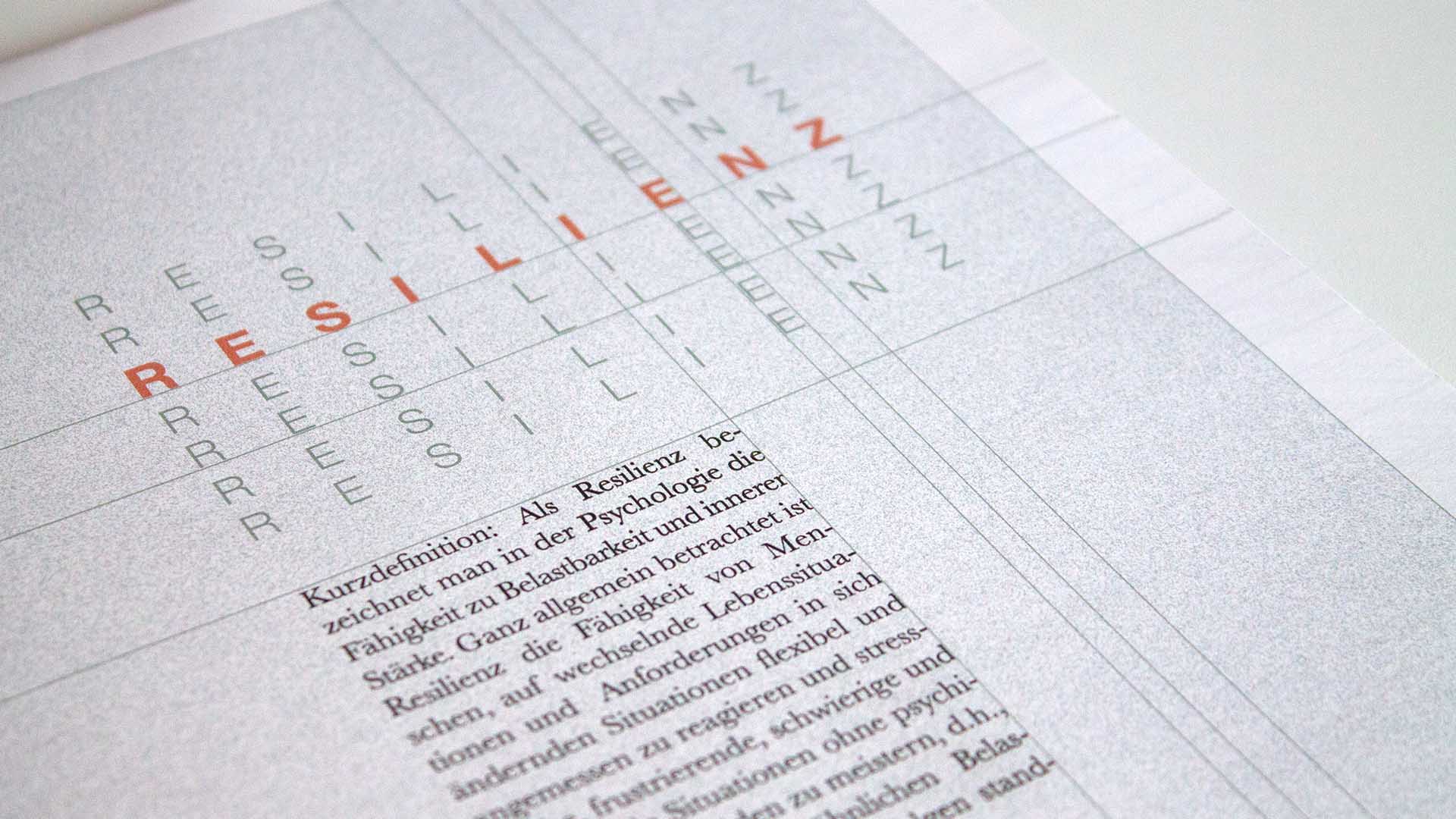 Editorial Design project – Close up of  a repetitive headline and a text block