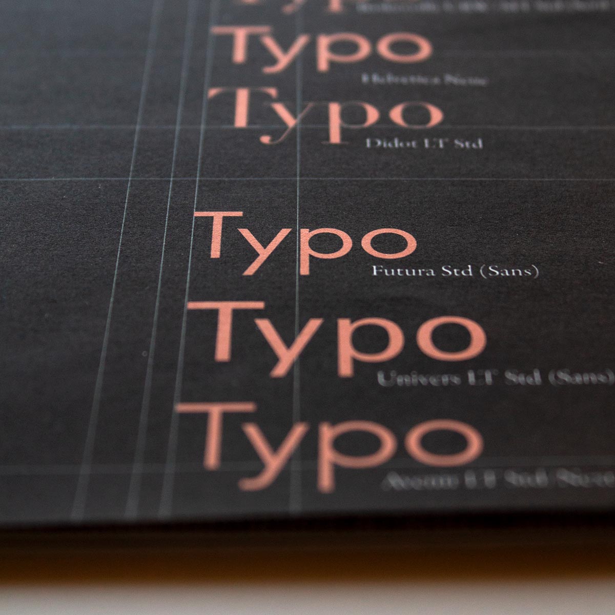 Editorial Design project – Close up of  the word «Typo» written in different fonts 