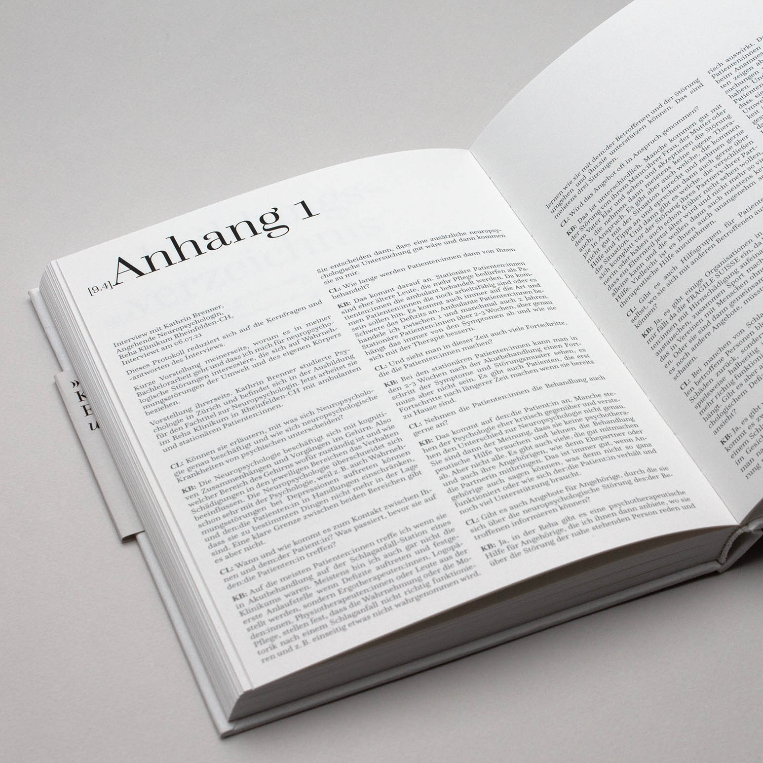 Editorial design project – Interview designed in the appendix of a book